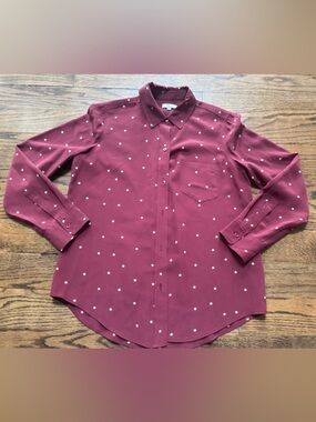 Rails Kate Merlot Twinkle Star Silk Button Down XS
